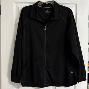 Beyond Scrubs Black Warm-Up Jacket Size Large Zip Front Medical Uniform